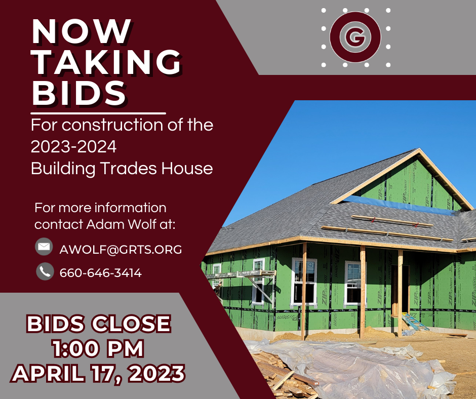 Now Taking Bids for Building Trades House graphic