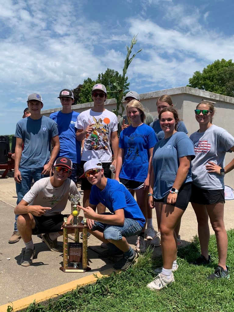 Chillicothe FFA members pose with trophy from Area Sports Day