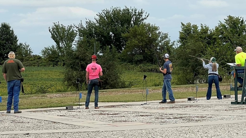 FFA Trap Team members lined up for their turn to shoot trap