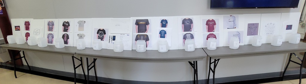 display of student designed t-shirts for SkillsUSA competition